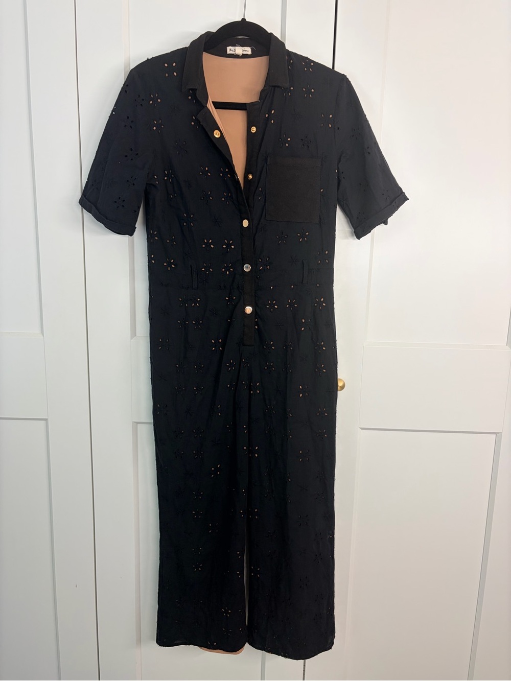 For Love And Lemons Black Eyelet Short-Sleeve Jumpsuit | M - Picture 3 of 6